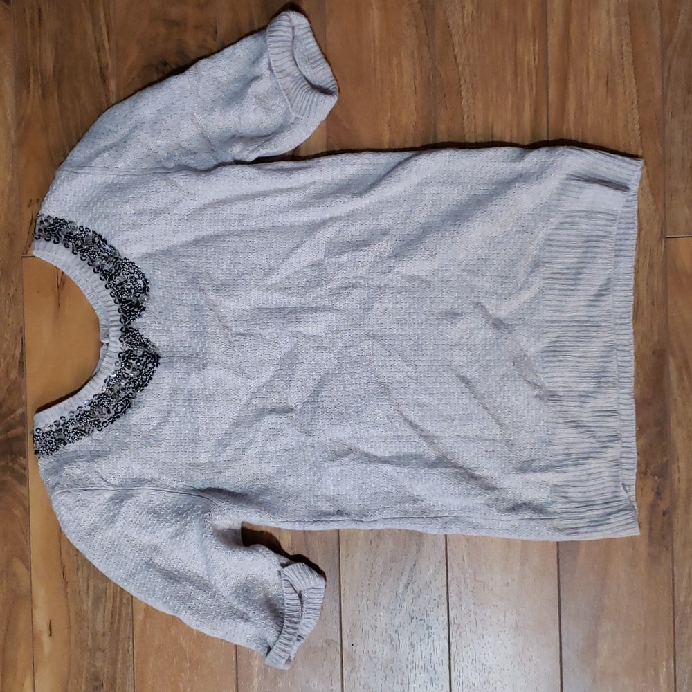 Free People short sleeve sweater embellished peterpan collar
